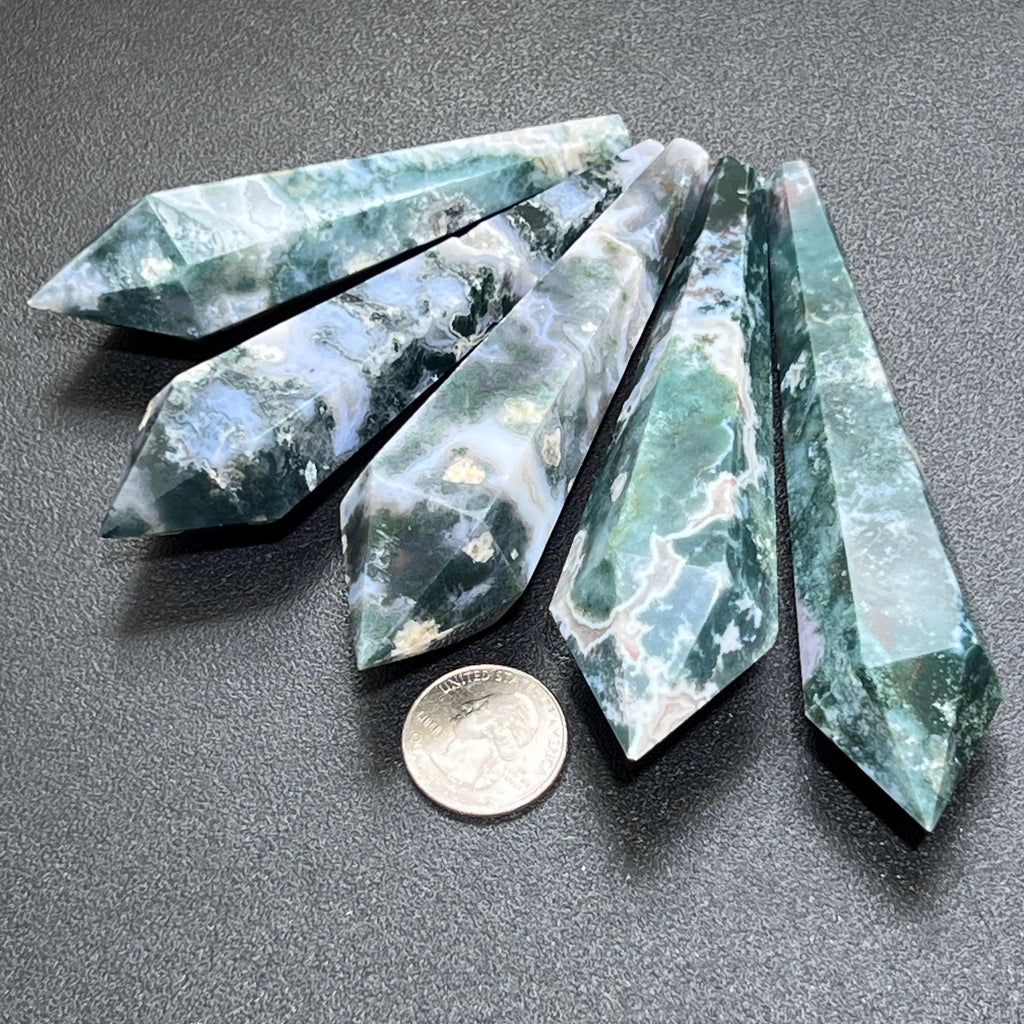 Moss Agate Crystal Scepter Wand