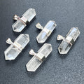 Quartz Crystal Double Terminated Faceted Pendant - Silver Plated