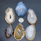 Natural Gray & Brown Agate Slice with 2mm Drilled Holes - Non-Plated Edges - view 2