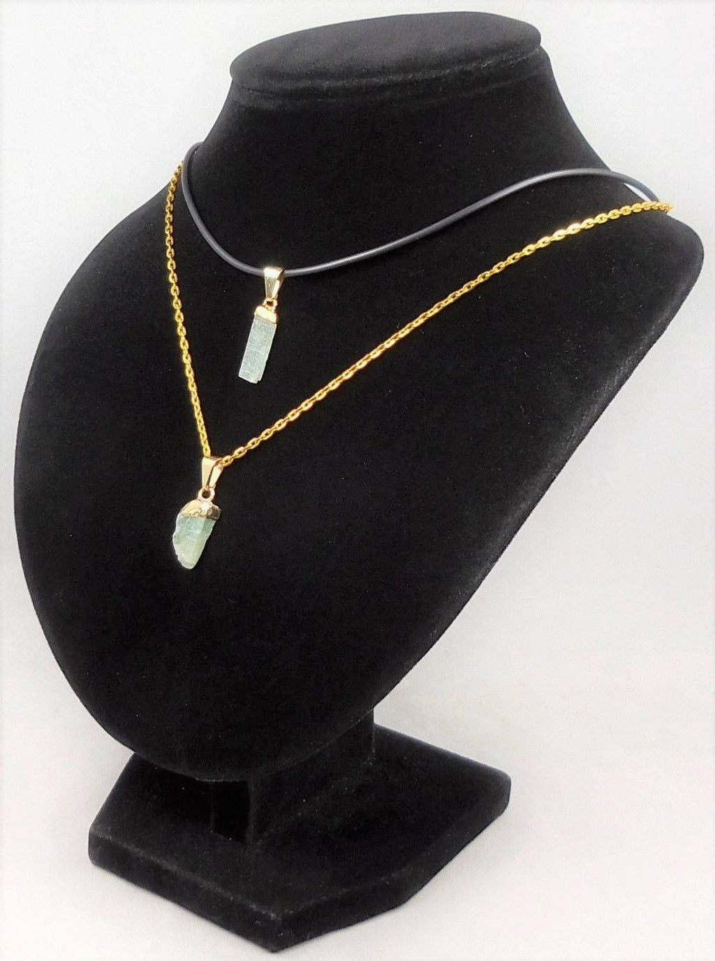 Green Kyanite Crystal Pendant - Gold Plated
