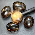 Smoky Quartz Palm Stone, Polished Brown Crystal, 2.5–3 in — Single or Set of 5
