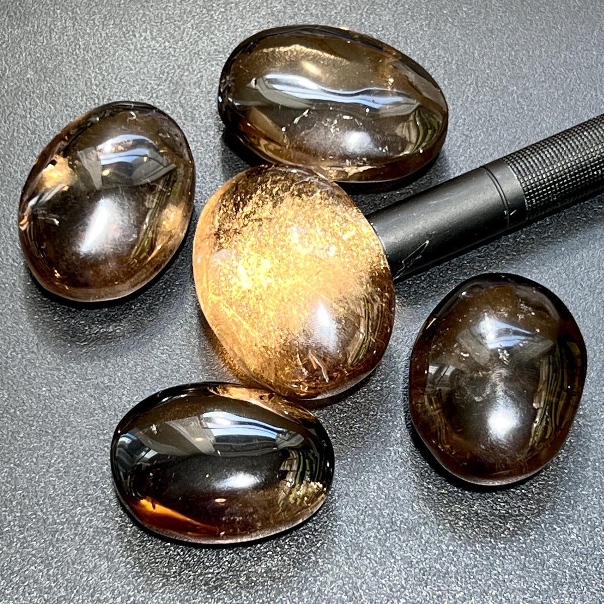 Smoky Quartz Palm Stone, Polished Brown Crystal, 2.5–3 in — Single or Set of 5