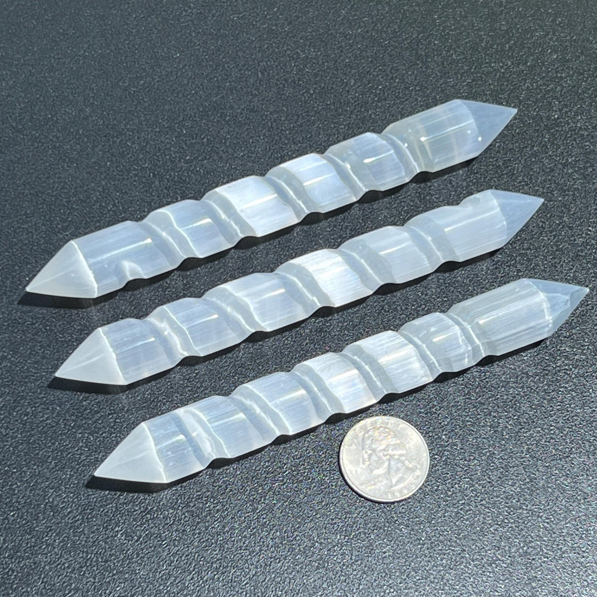 Selenite Spiral Wand - Morocco