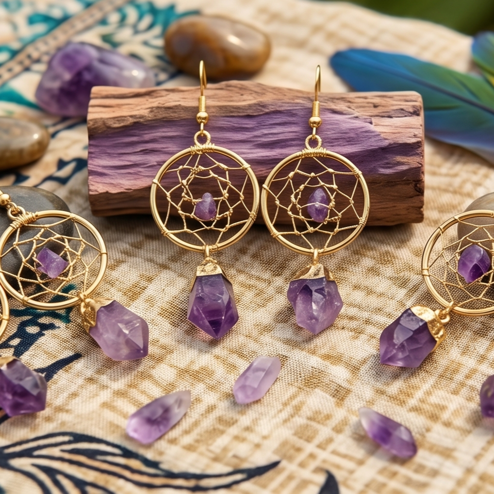 Amethyst Dreamcatcher Earrings