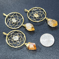 Citrine Dreamcatcher Crystal Point Pendant (Gold Plated)