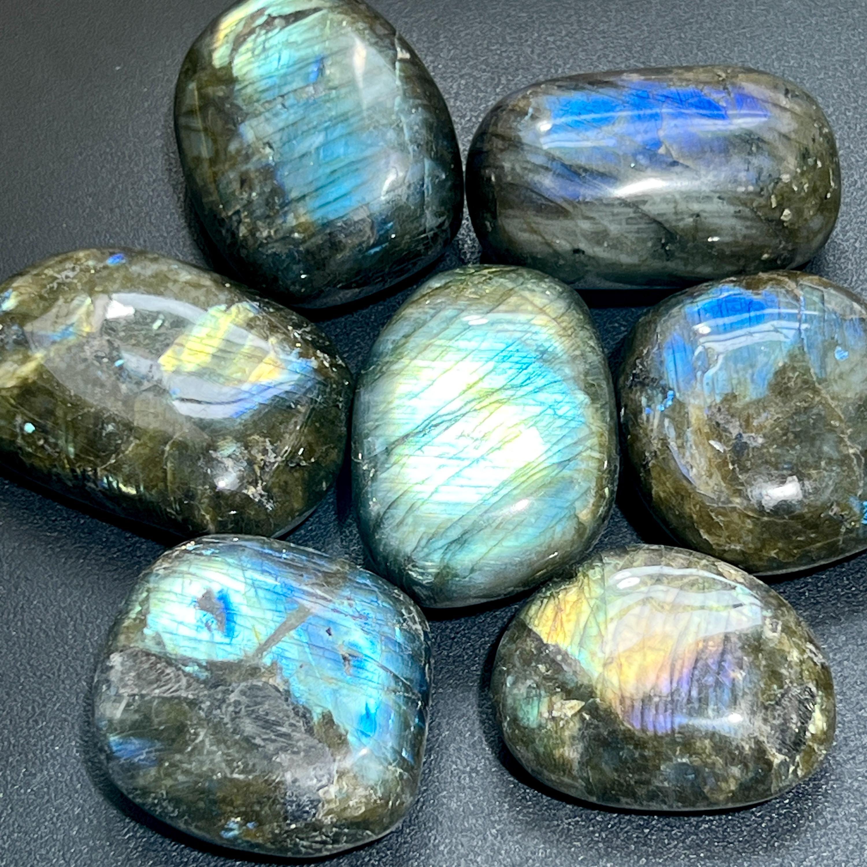 Large Flashy Labradorite Palm Stones From Madagascar