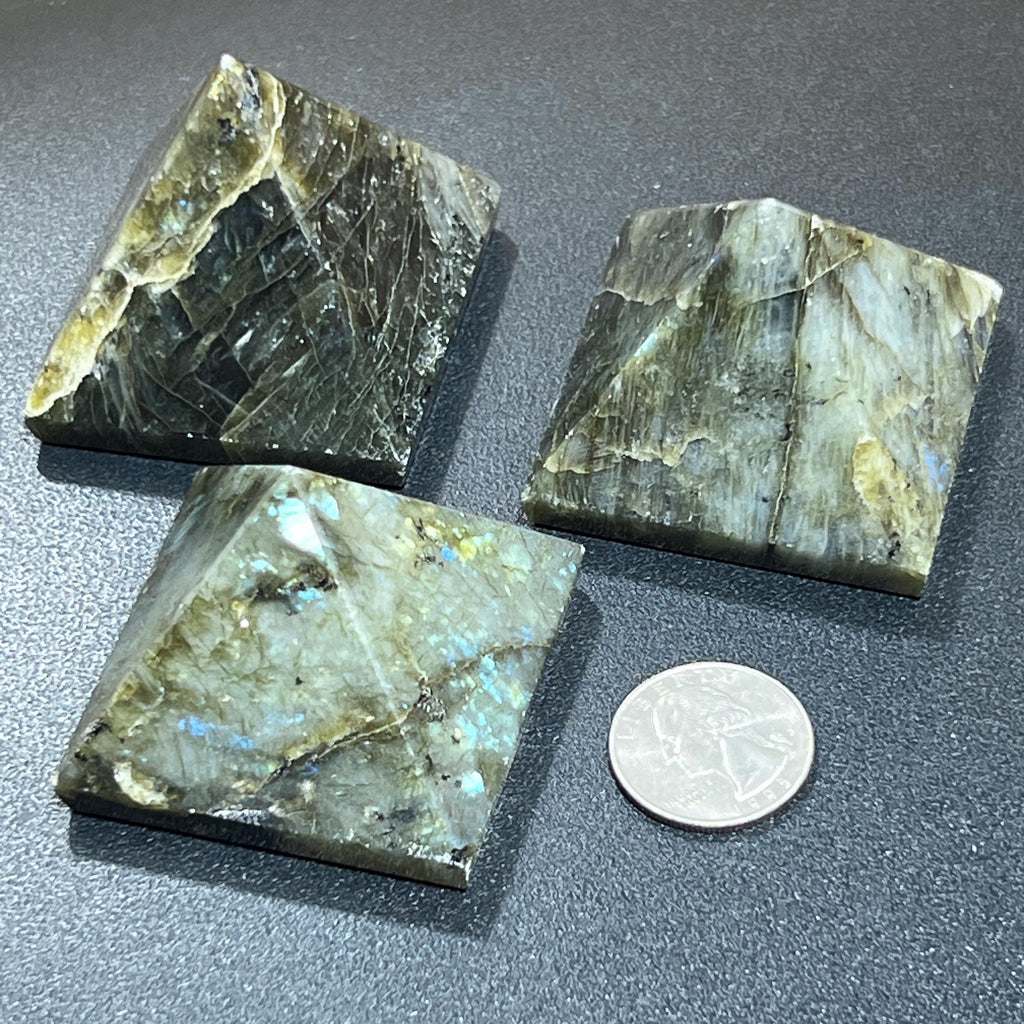 Labradorite Pyramid, Polished Blue Flash Crystal, 44 mm High — Madagascar