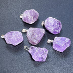 Amethyst Crystal Rough Raw Pendant - Silver Bail - view 3