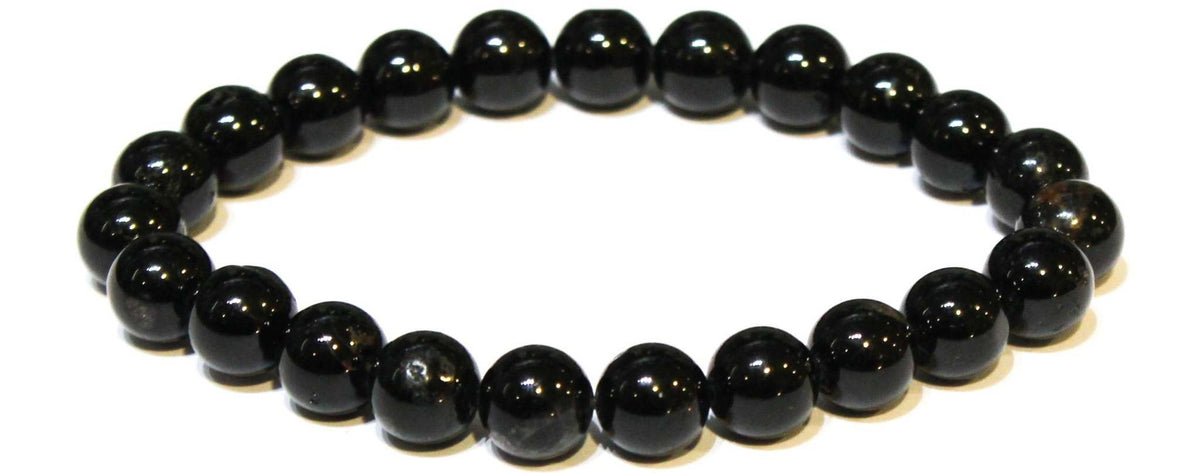 Black Tourmaline Bead Bracelet - 4 to 10 mm Stretch