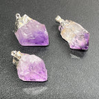 Raw Amethyst Point Pendant - Silver Plated