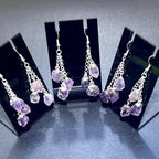 Amethyst Triple Crystal Earrings Pair