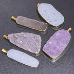 Agate & Amethyst Druzy Pendants - Gold Plated, Set