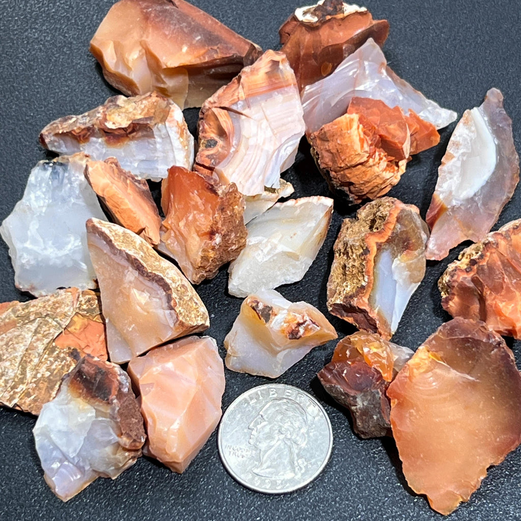 Carnelian Agate Rough, Raw Red & White Stones - By the Piece or Pound