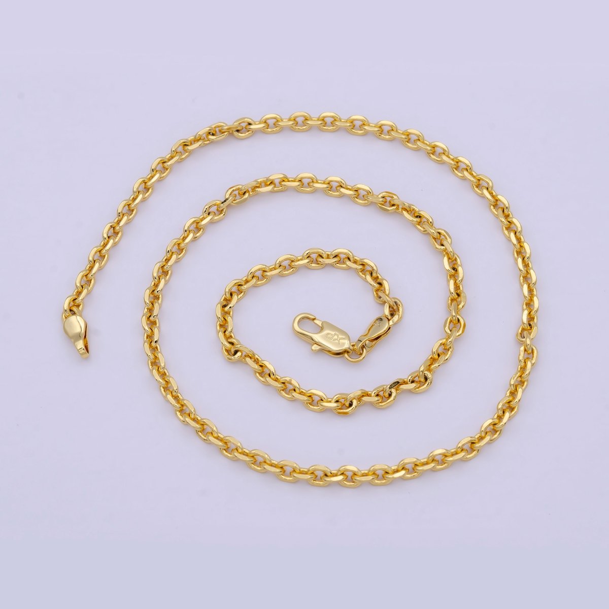 Dainty Cable Chain Necklace, 24K Gold Filled 17.7 Inch