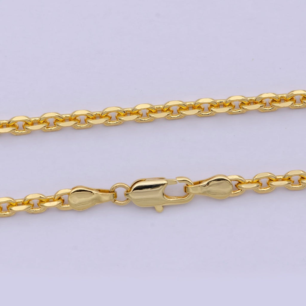 Dainty Cable Chain Necklace, 24K Gold Filled 17.7 Inch