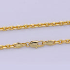 Dainty Cable Chain Necklace, 24K Gold Filled 17.7 Inch