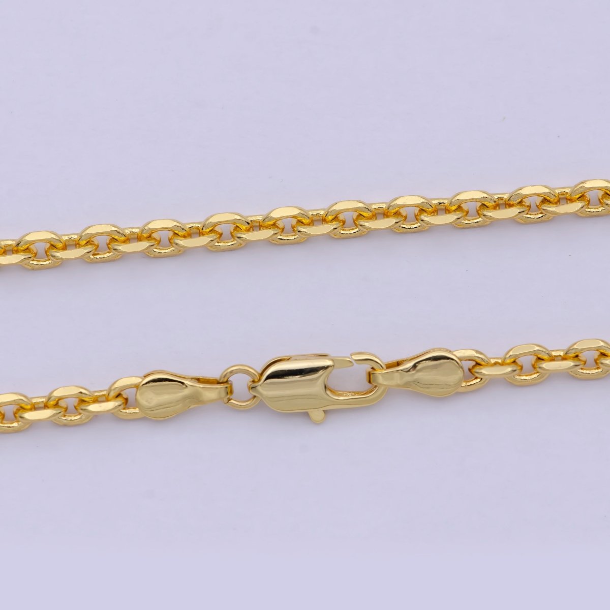 Dainty Cable Chain Necklace, 24K Gold Filled 17.7 Inch
