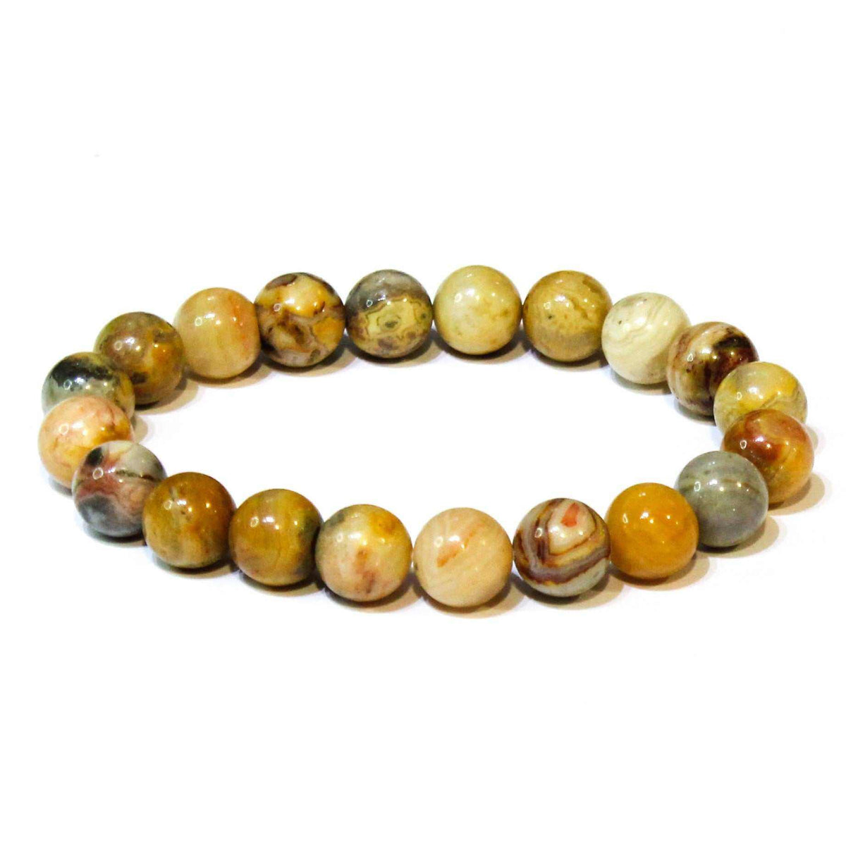 Crazy Lace Agate Bead Bracelet - 4 to 10 mm Stretch