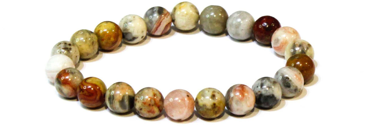 Crazy Lace Agate Bead Bracelet - 4 to 10 mm Stretch