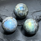 Labradorite Sphere, Polished Blue Flash Crystal Ball, 2–2.5 in — Madagascar