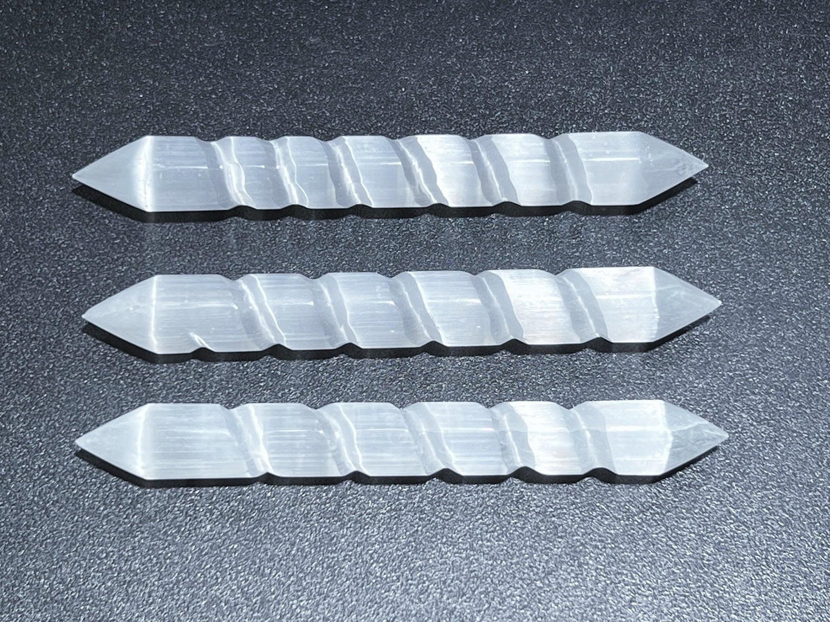 Selenite Spiral Wand - Morocco