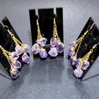 Amethyst Triple Point Dangle Earrings