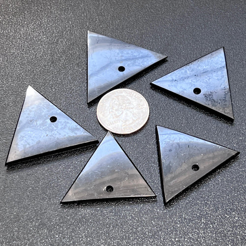 Black Shungite Triangle Shaped Bead Pendant