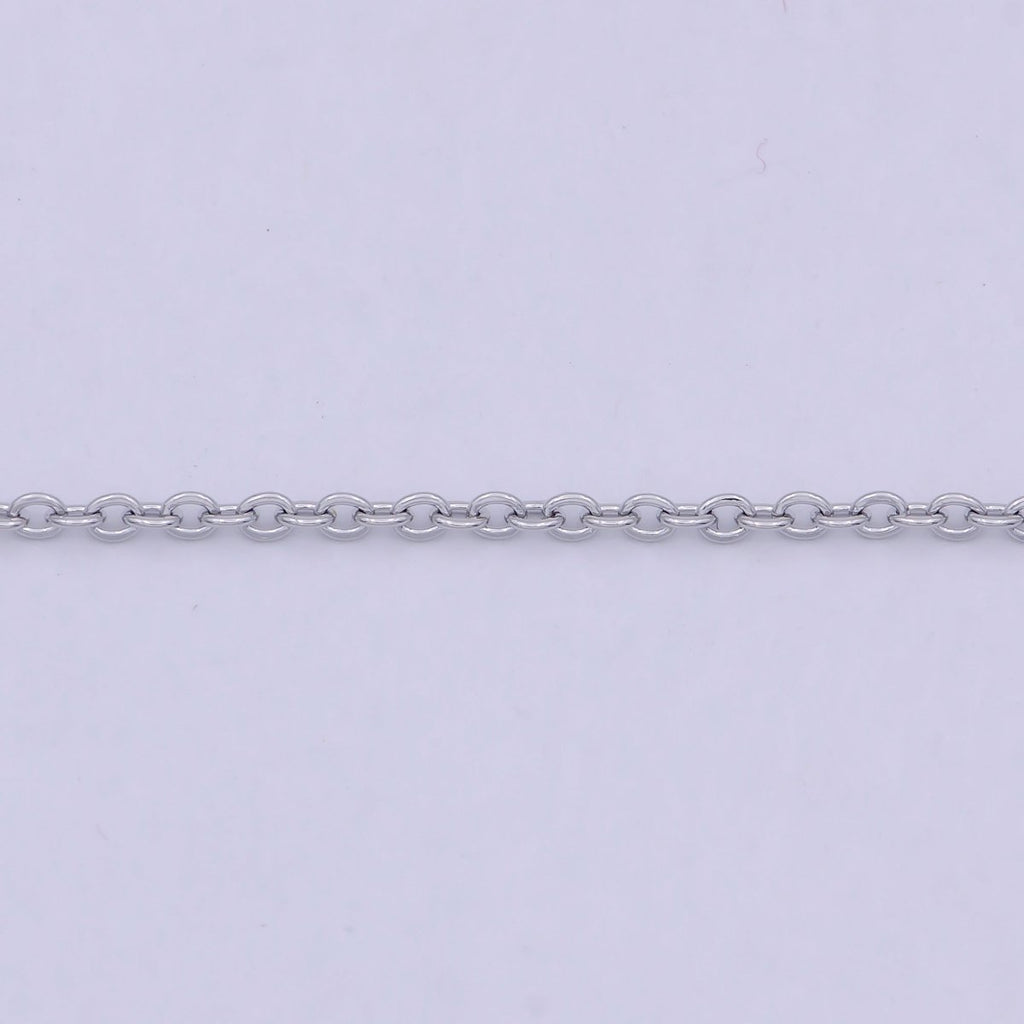 Dainty Silver Chain Necklace, Rhodium Plated 17 Inch