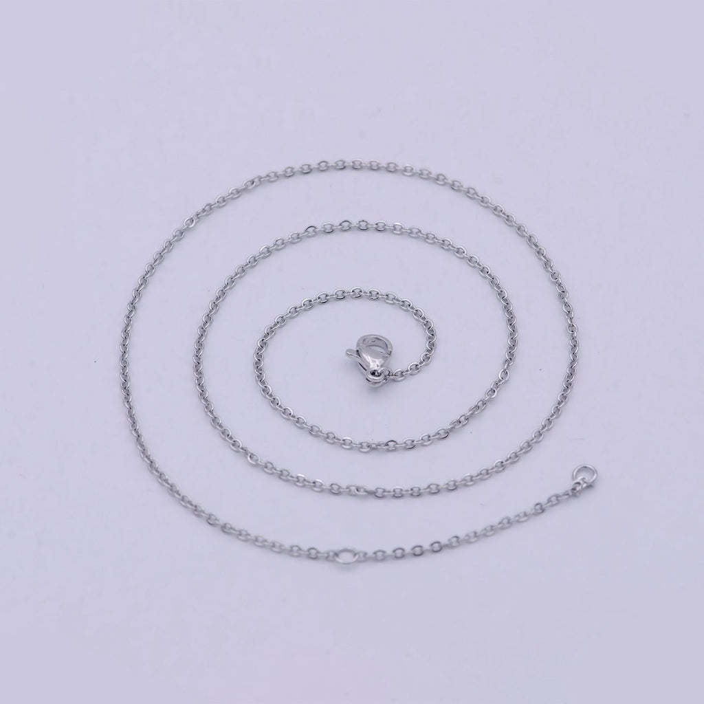 Dainty Silver Chain Necklace, Rhodium Plated 17 Inch