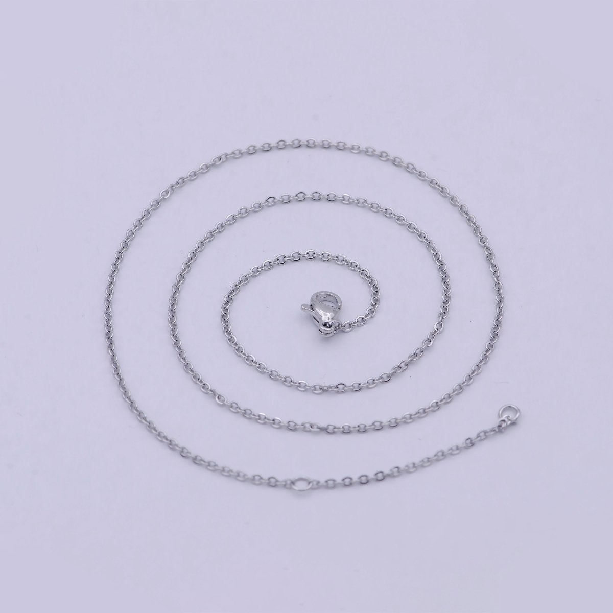 Dainty Silver Chain Necklace, Rhodium Plated 17 Inch