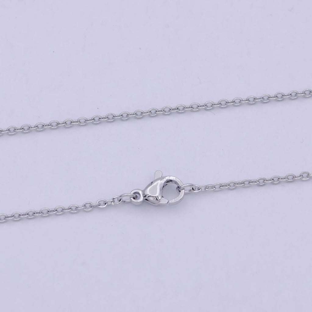 Dainty Silver Chain Necklace, Rhodium Plated 17 Inch