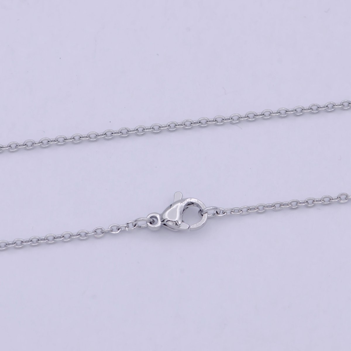 Dainty Silver Chain Necklace, Rhodium Plated 17 Inch