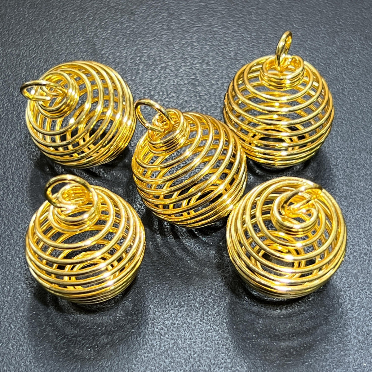 Spiral Cage Pendants for Stones - Silver, Gold or Copper Plated