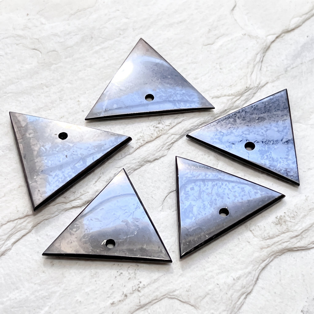 Black Shungite Triangle Shaped Bead Pendant