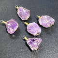 Rough Amethyst Crystal Pendant - Gold Plated Wire Wrapped
