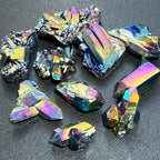 Titanium Aura Quartz Cluster, Rainbow Coated Crystal Specimen, 1–2 in — Brazil