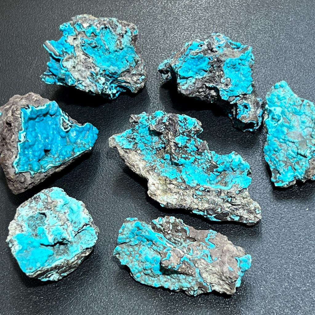 Chrysocolla Clusters, Raw Blue-Green Mineral Specimens - Peru