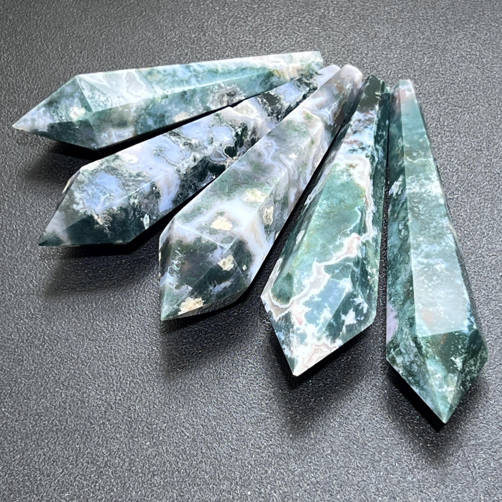 Moss Agate Crystal Scepter Wand