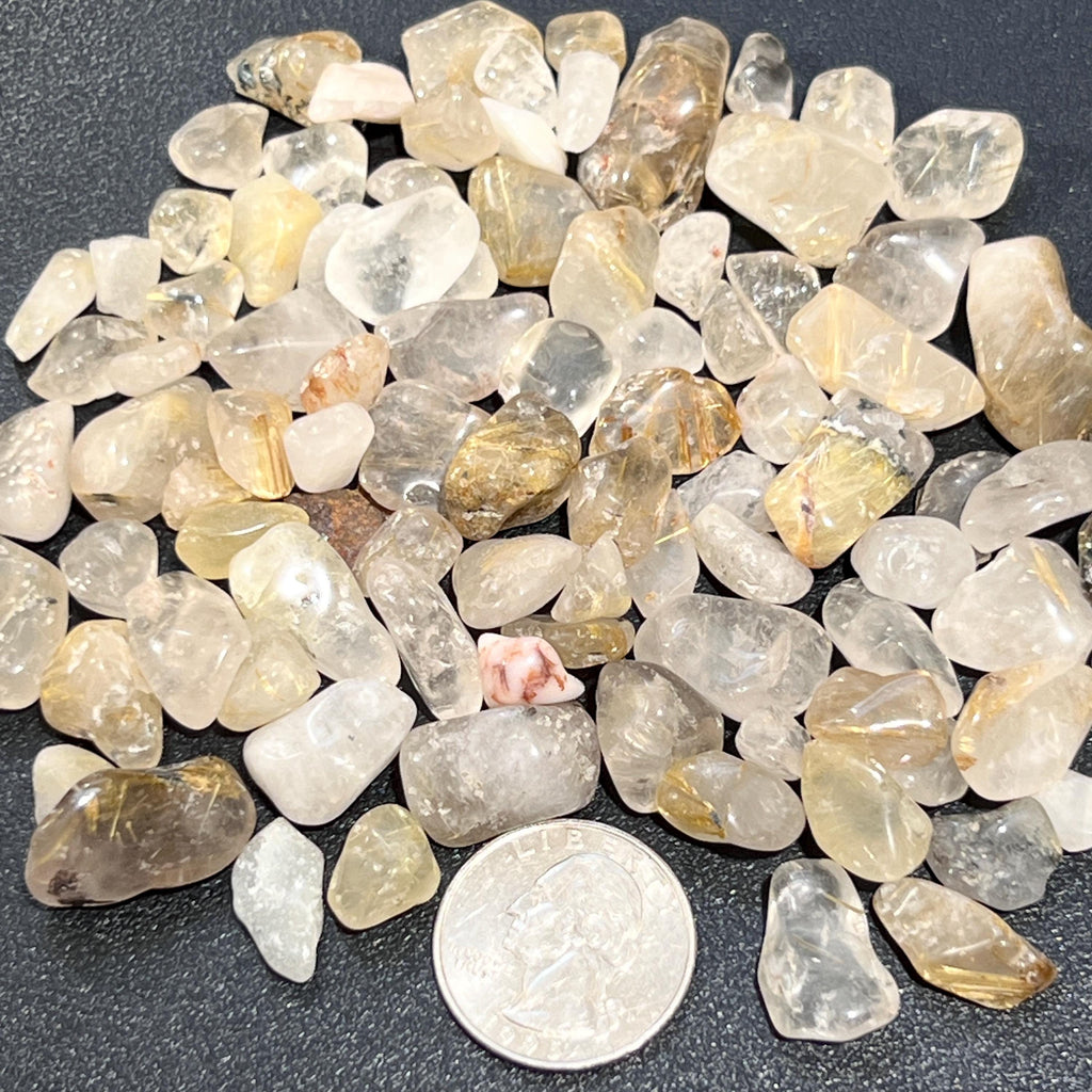 Gold Rutilated Quartz Small Tumbled Stones