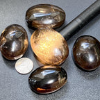 Smoky Quartz Palm Stone, Polished Brown Crystal, 2.5–3 in — Single or Set of 5