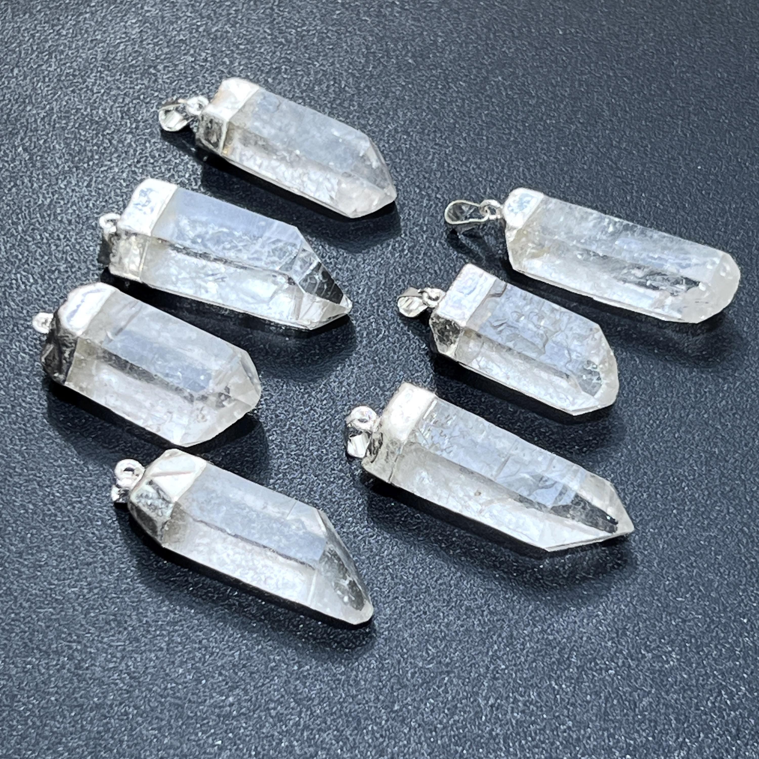 Quartz Crystal Point Pendant - Silver Plated Bail