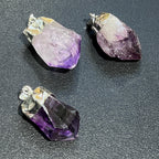 Raw Amethyst Point Pendant - Silver Plated