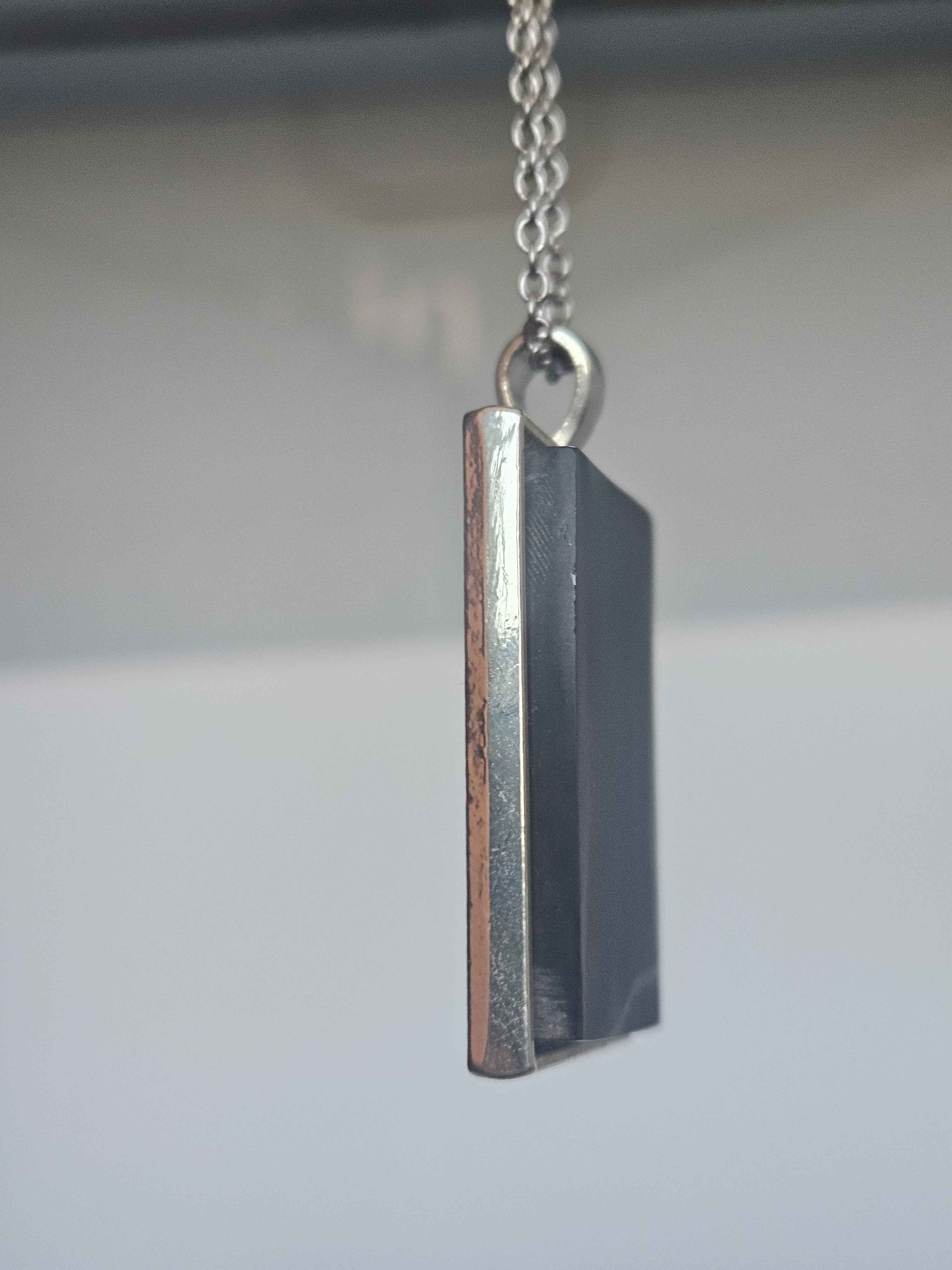 Black Obsidian Cabochon Pendant Necklace