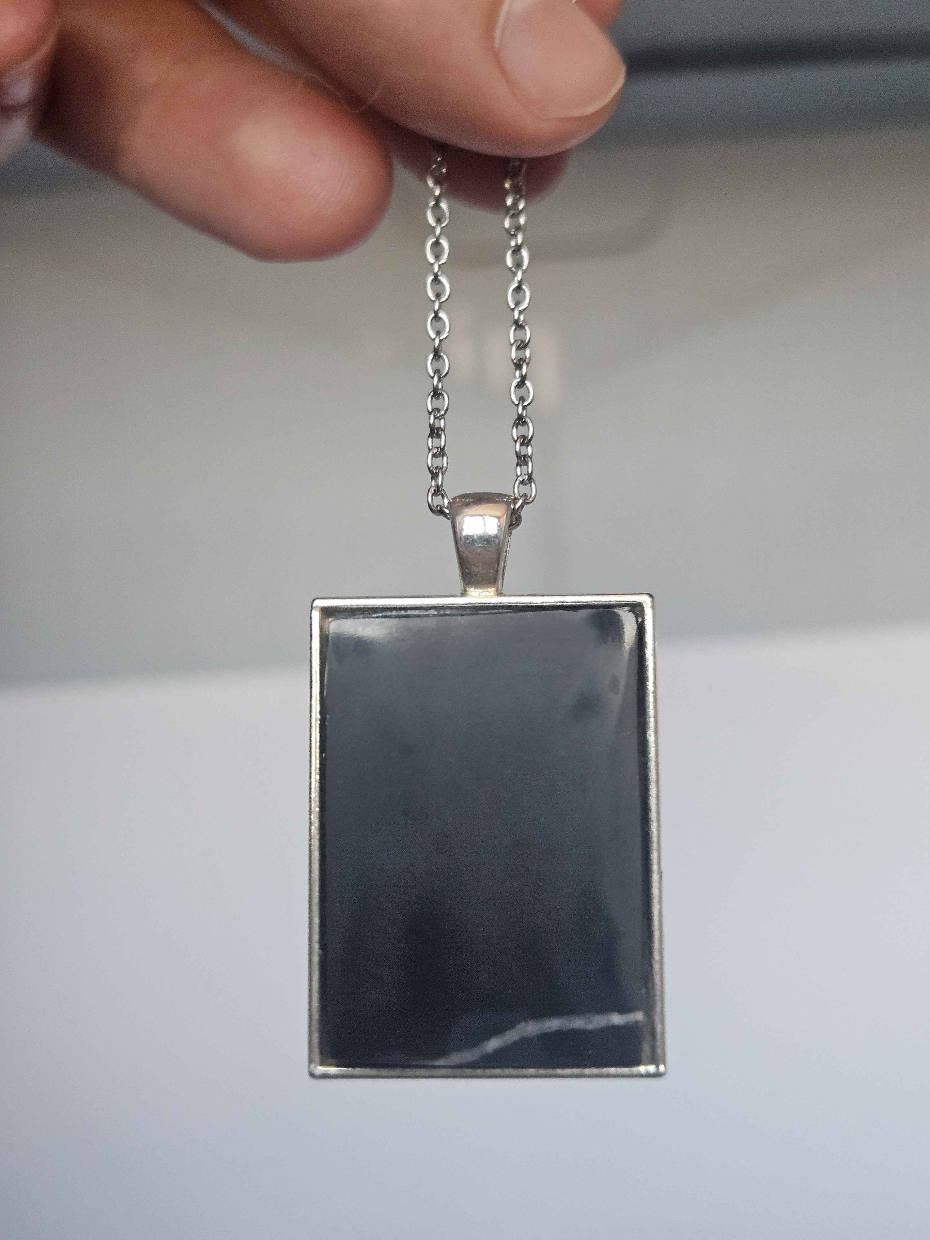 Black Obsidian Cabochon Pendant Necklace