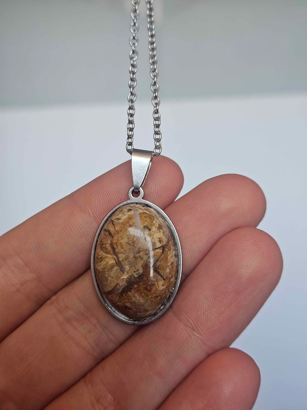 Picture Jasper Pendant Necklace