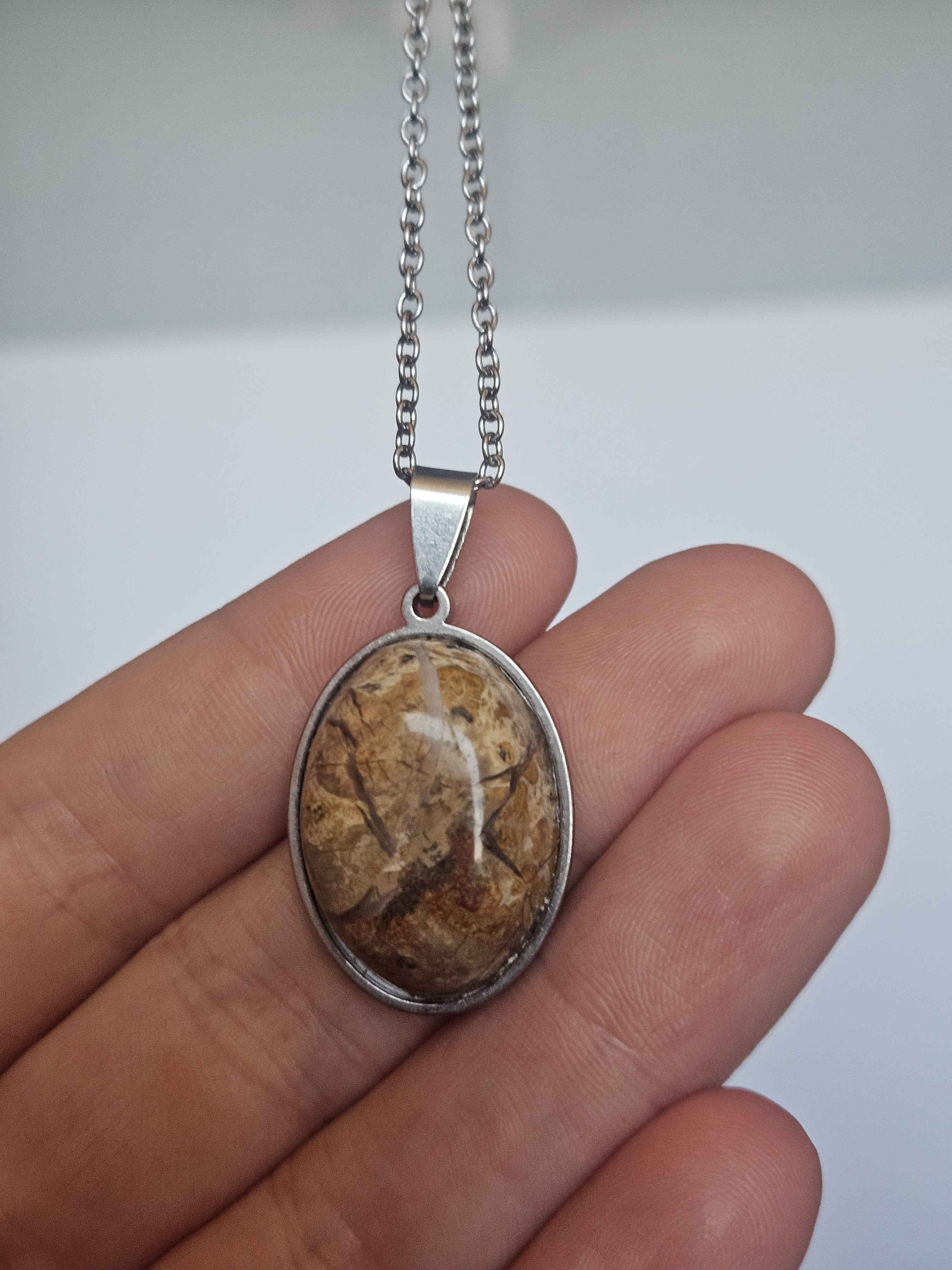 Picture Jasper Pendant Necklace