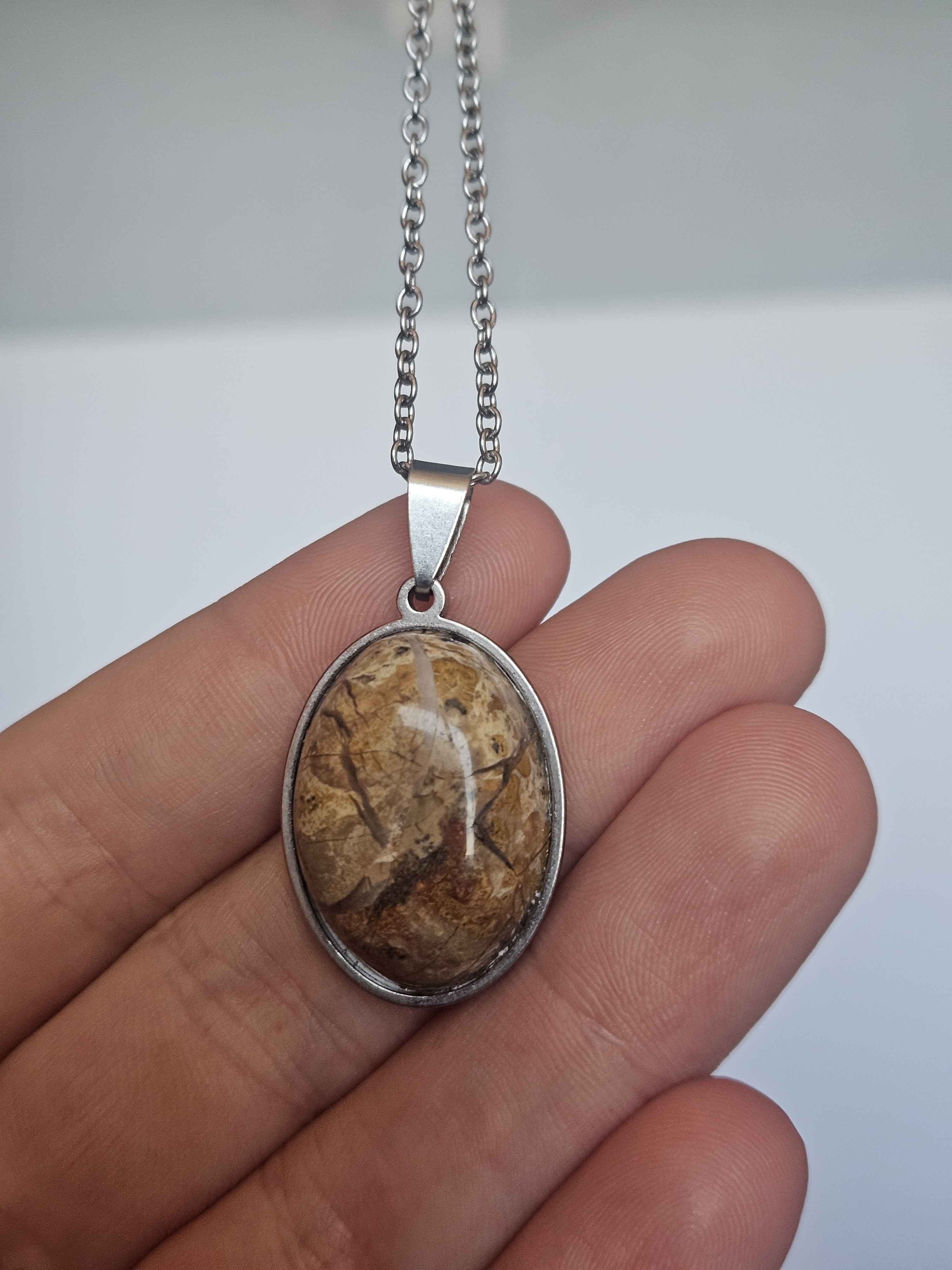 Picture Jasper Pendant Necklace