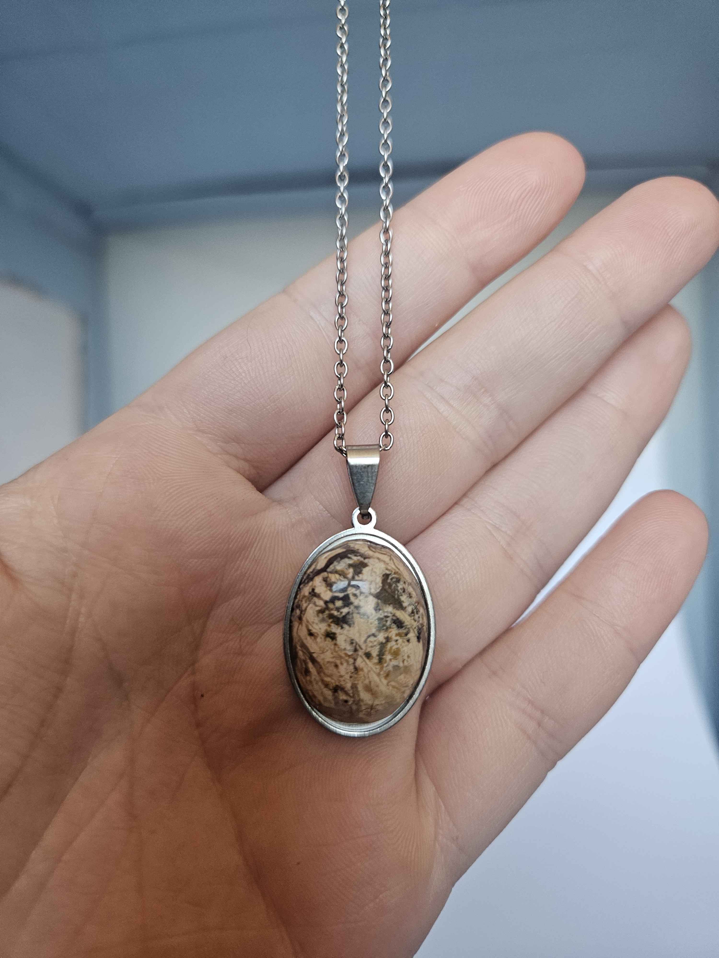 Picture Jasper Pendant Necklace