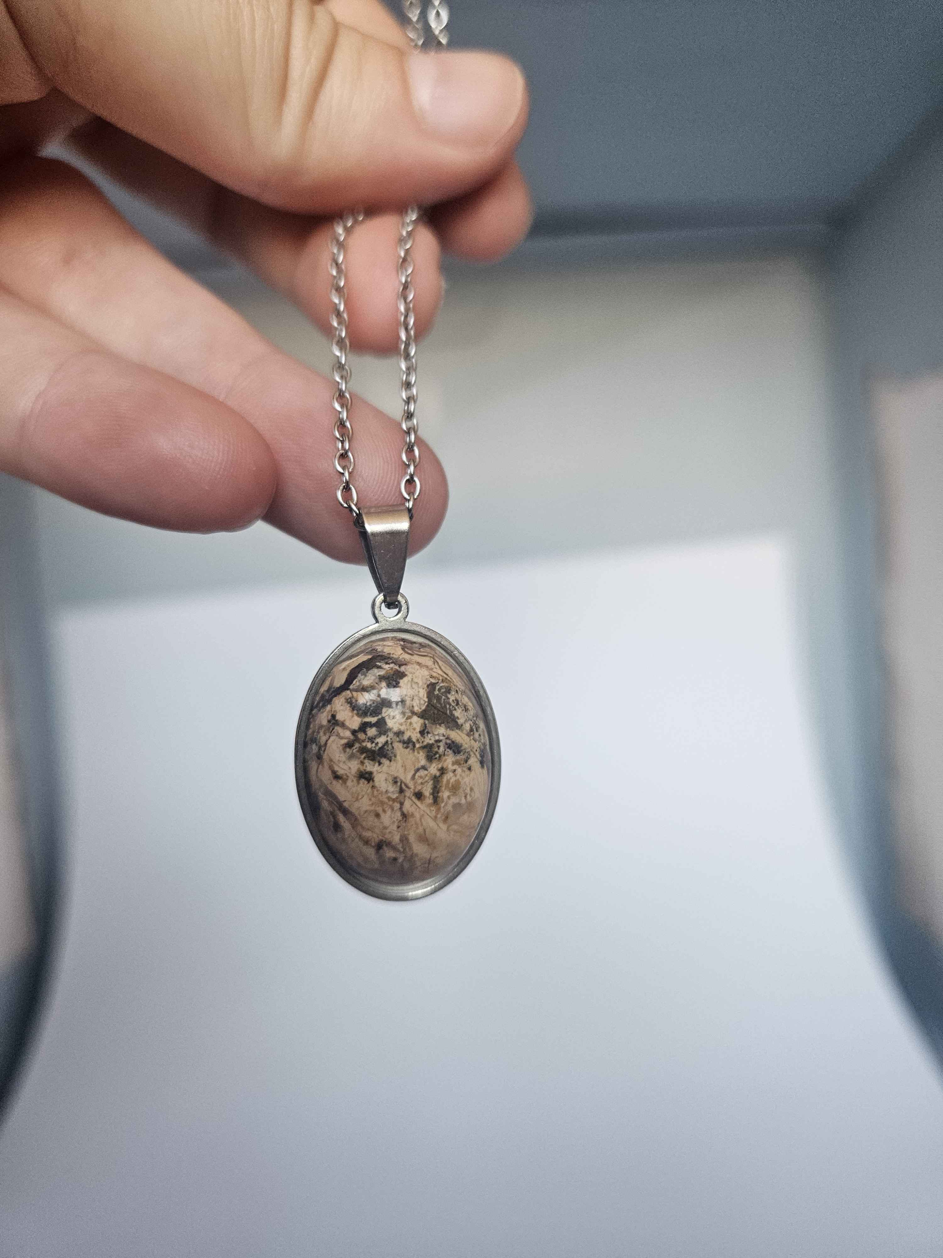 Picture Jasper Pendant Necklace