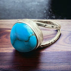 Men's Large Turquoise Sterling Silver Split-Band Statement Ring - view 3